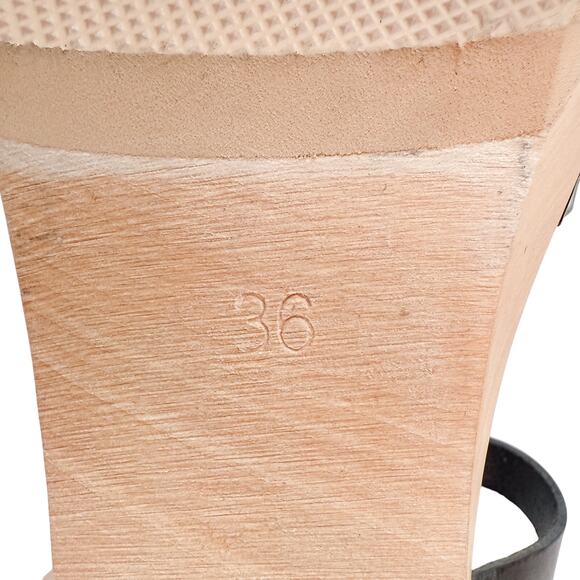 Swedish Hasbeens Woven Clog Sandals 36 US 6 Black Heeled Shoes Boho - Picture 9 of 10